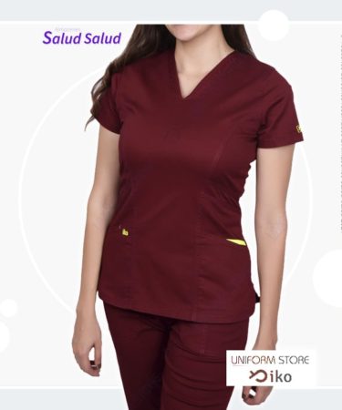 Uniforme en algodon para enfermeria y medicina color vinotinto