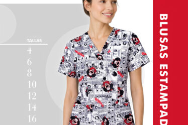 blusas de enfermera estampadas para mujer en antifluidos, blusa para enfermeria estampada escolar docencia veterinaria enfermeria, mafalda roja