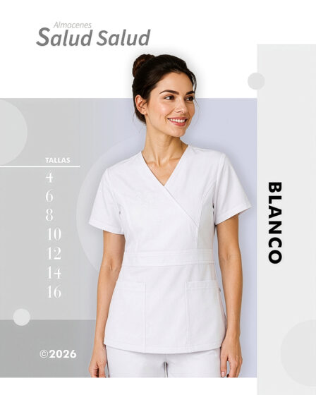 uniforme de enfermeria blanco para mujer en antifluido disponible en almacenes salud salud