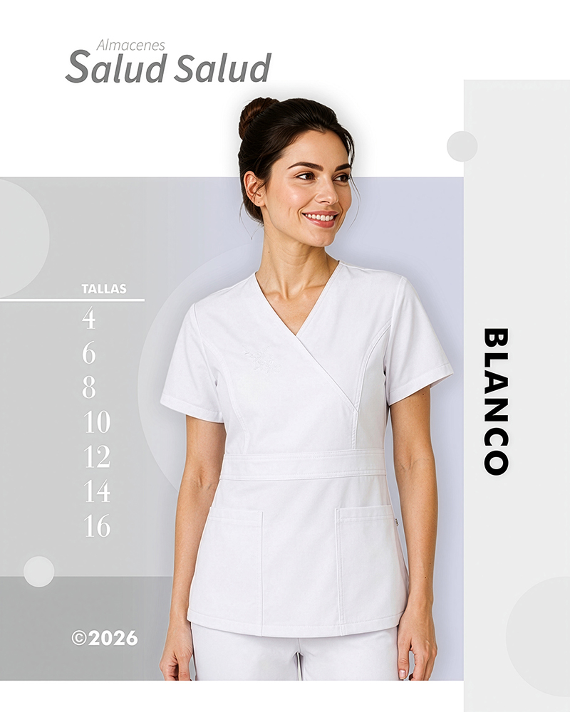 uniforme de enfermeria blanco para mujer en antifluido disponible en almacenes salud salud
