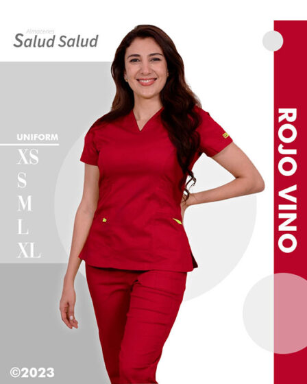 Uniforme medico marca IKO color rojo disponible en almacenes salud salud