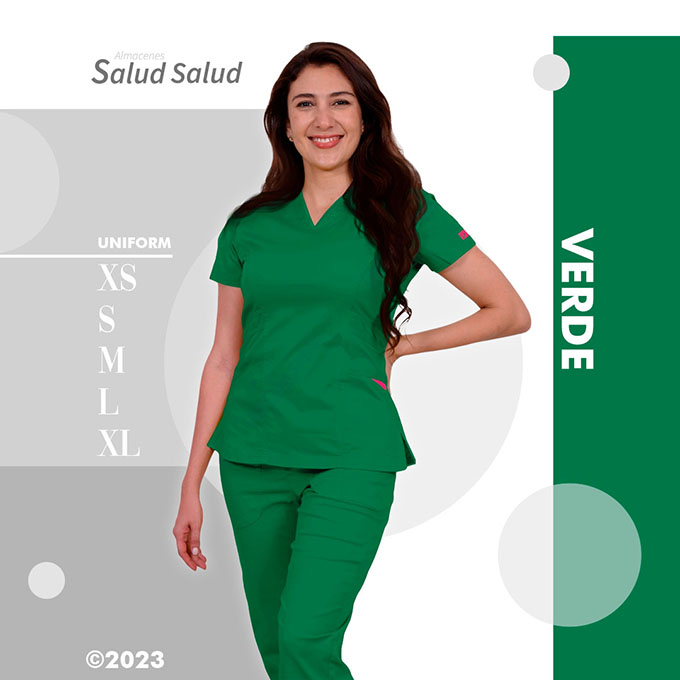 uniforme medico color verde en algodon marca IKO disponible en almacenes salud salud