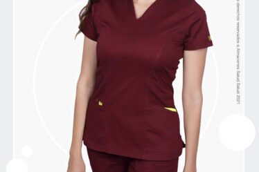 Uniforme en algodon para enfermeria y medicina color vinotinto