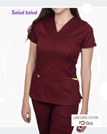 Uniforme en algodon para enfermeria y medicina color vinotinto