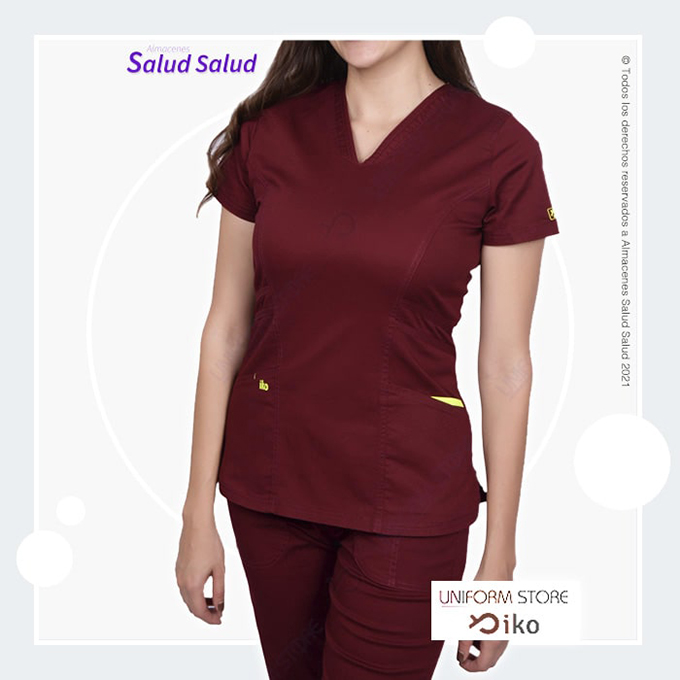 Uniforme en algodon para enfermeria y medicina color vinotinto