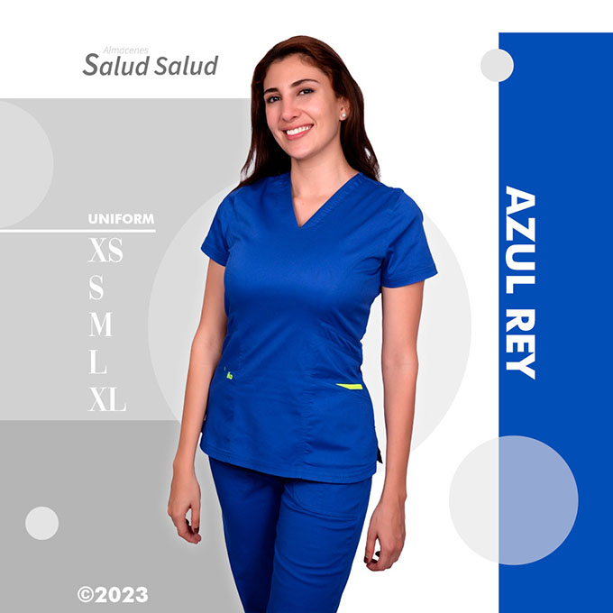 Uniforme azul rey medicas y enfermeras disponible en almacenes salud salud