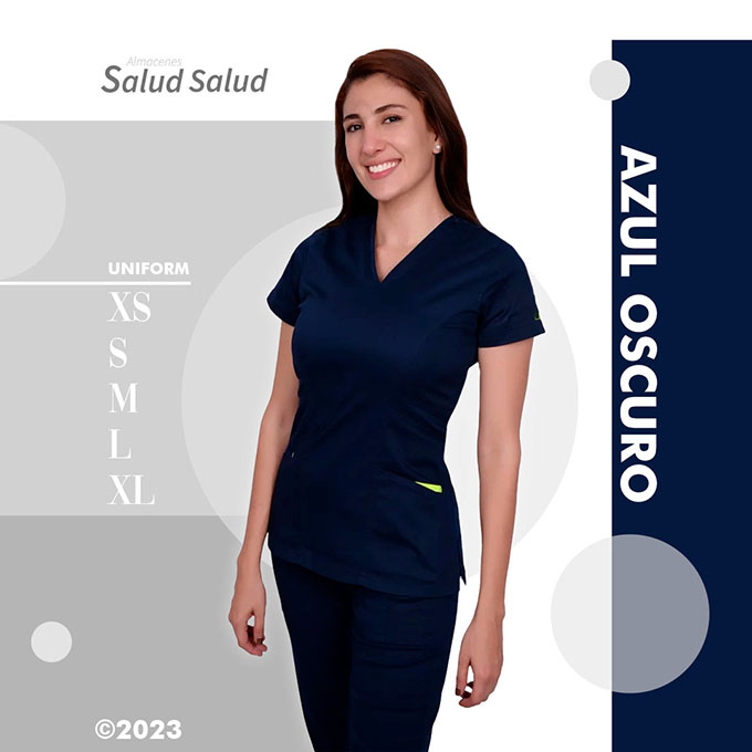 Uniforme medico azul oscuro marca IKO disponible en almacenes salud salud