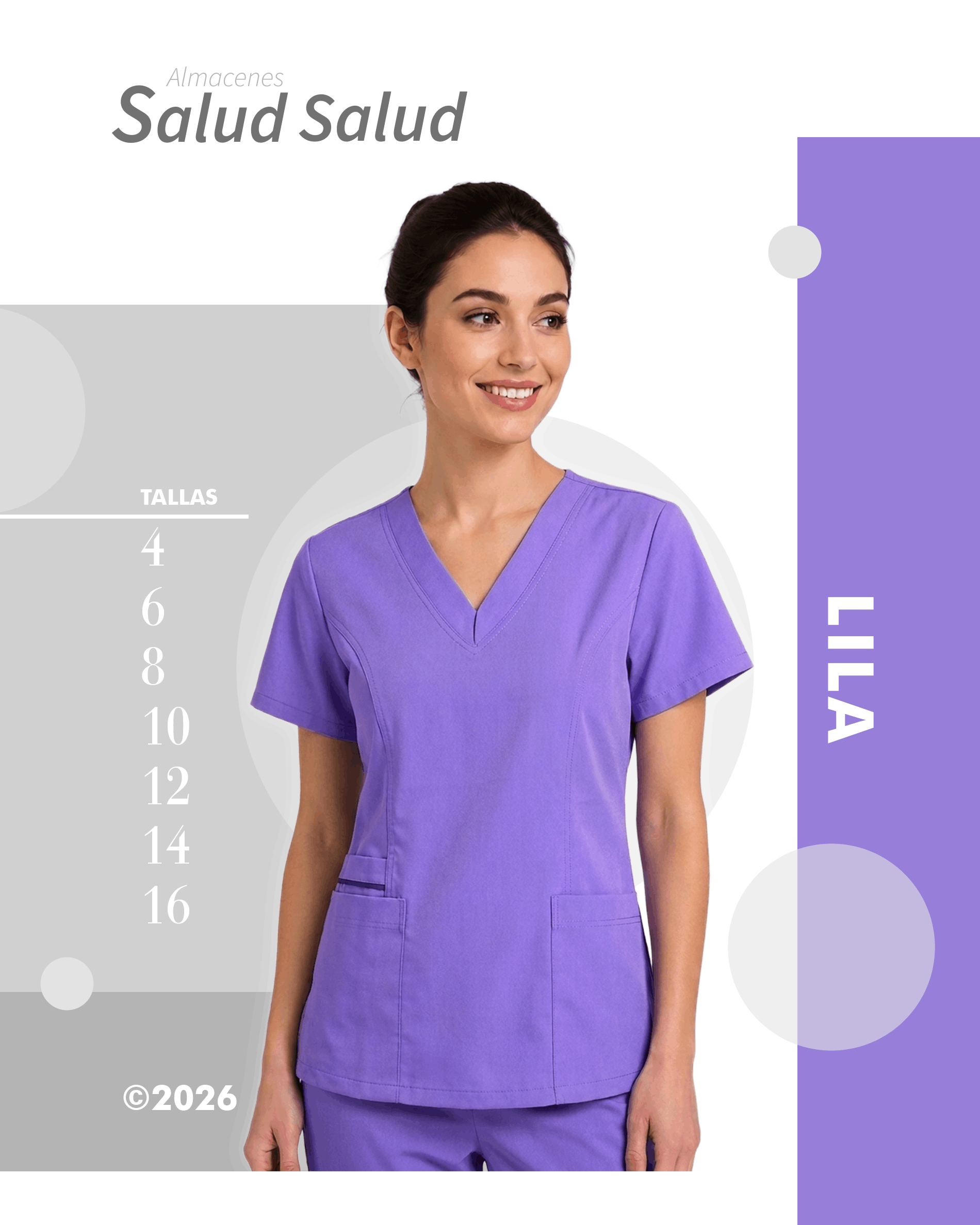 uniforme medico lila en antifluido para salud enfermería y medicina