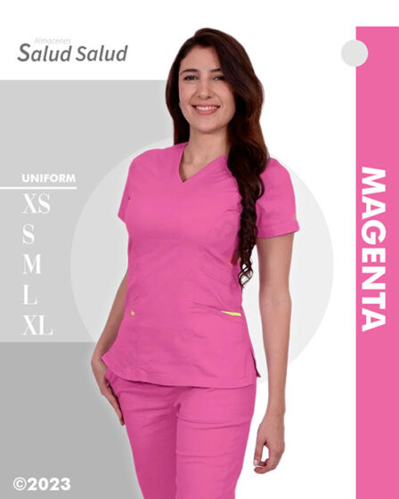 uniforme de enfermería magenta para medicas salud y estética