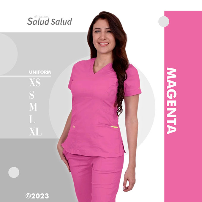 uniforme de enfermería magenta para medicas salud y estética