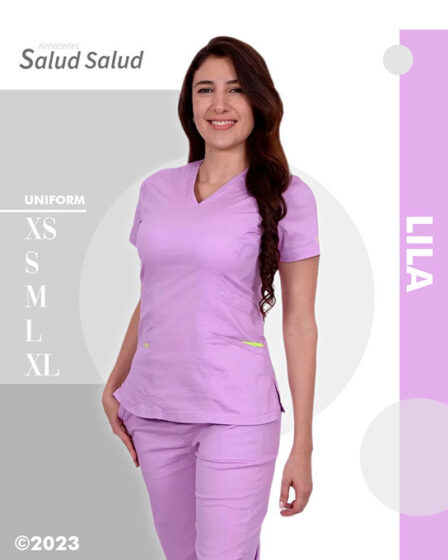 uniforme medico lila en algodón para salud enfermería y medicina