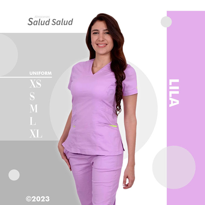 uniforme medico lila en algodón para salud enfermería y medicina