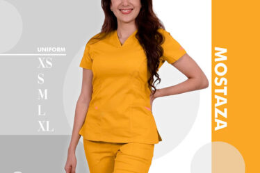 uniforme medico mostaza para salud enfemeria medicina estetica atencion a publico