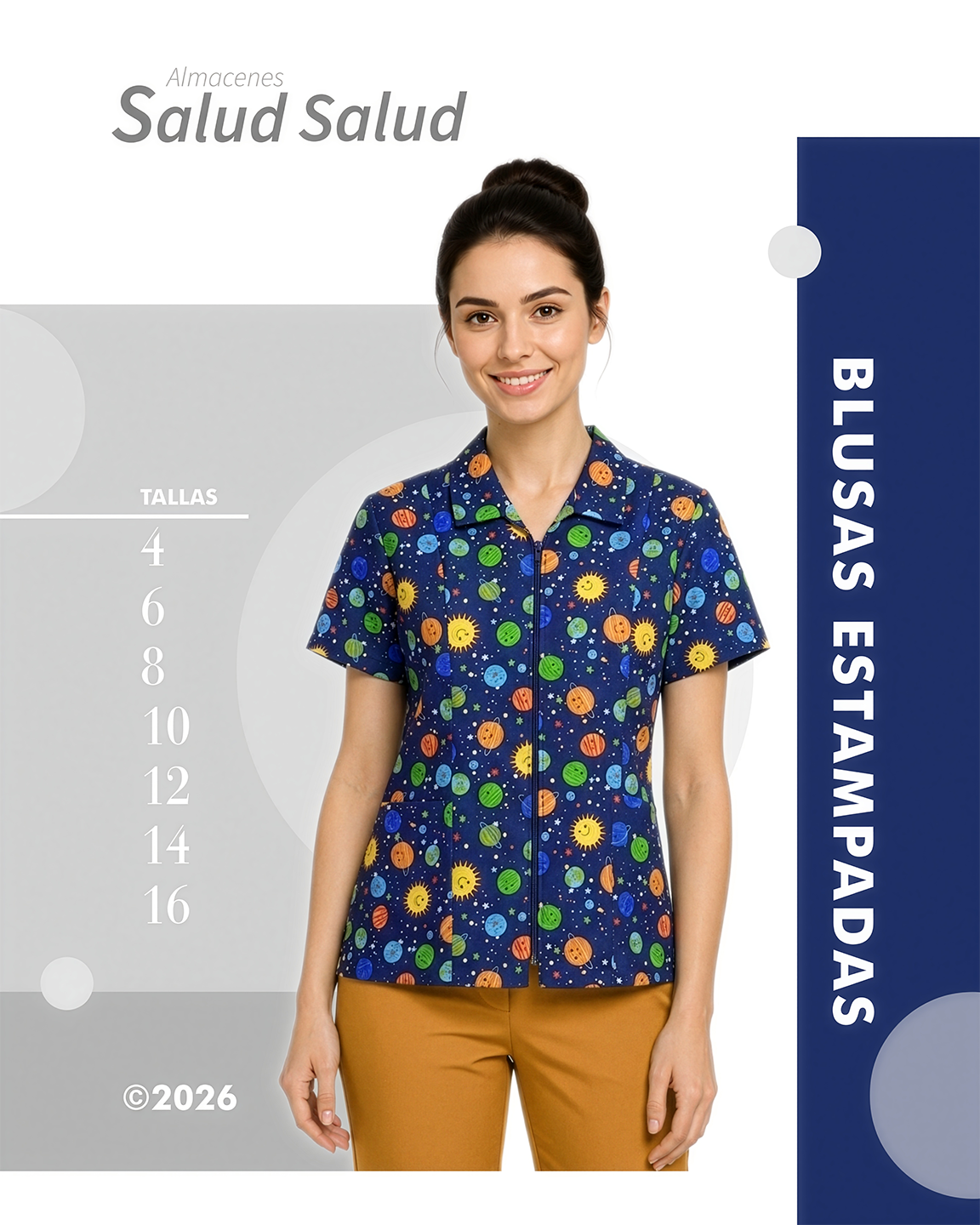 Blusa estampada antifluido profesora