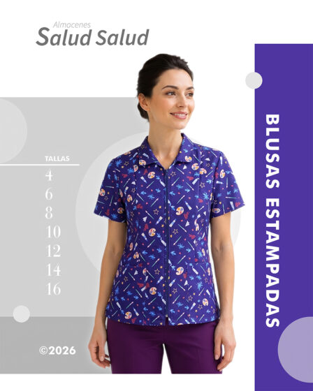 blusas de enfermera estampadas para mujer en antifluidos, blusa para enfermeria estampada escolar docencia veterinaria atencion a publico blusas estampadas en bogota