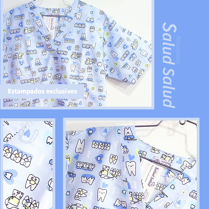 Blusa estampada antifluidos muelitas odontologica
