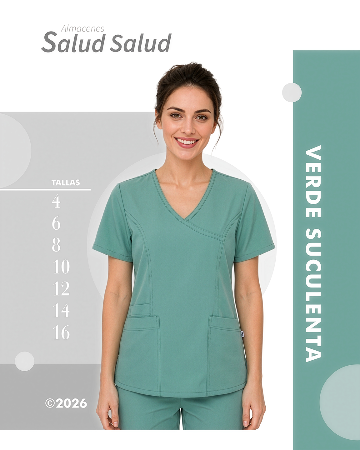 uniforme medico color verde suculenta en antifluidos disponible en almacenes salud salud