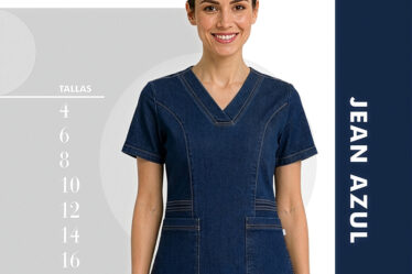 Uniforme en jean azul para salud, enfermeria, estetica, atencion a publico